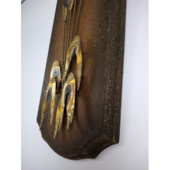 VINTAGE‎ MCM Copper Brass Cattails And Reeds On Cork Plaque - Picture 3 of 8